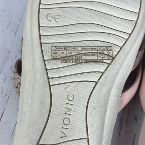 Vionic Dava Boa Blush Pink Snakeskin Nubuck Slide Womens Sandal Size 6.5 - Picture 8 of 13